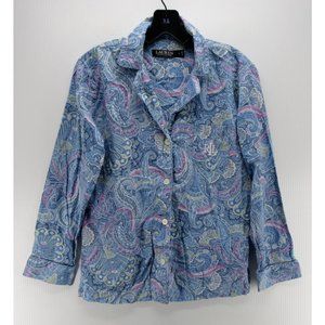 Lauren Ralph Lauren Sleep Shirt Small Blue Paisley Label Sleepshirt